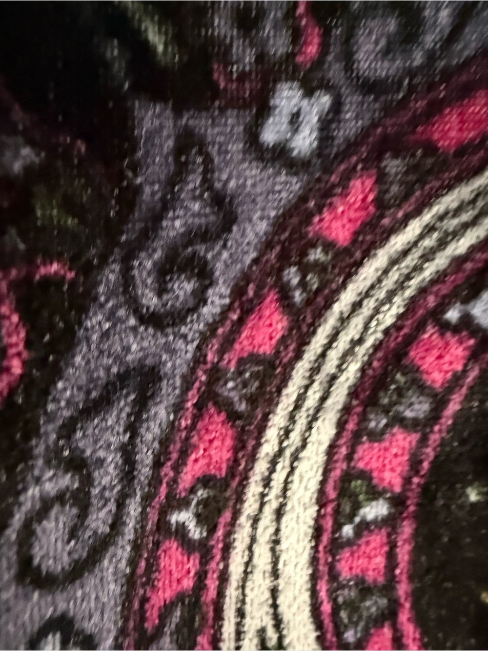 Laura Ashley Velvet Burnout Paisley Jacket XL Black Pink Lined Boho Evening - Picture 3 of 8
